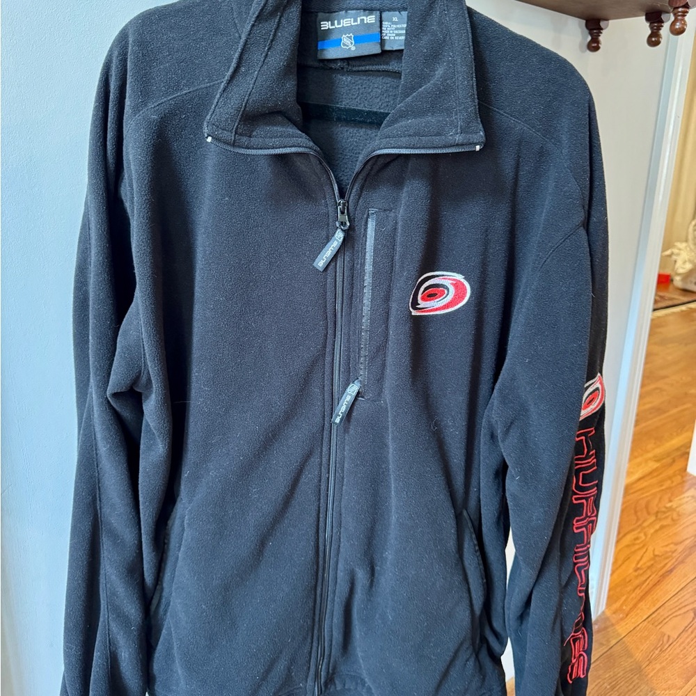 Black Team-Embroidered Full-Zip Fleece Jacket